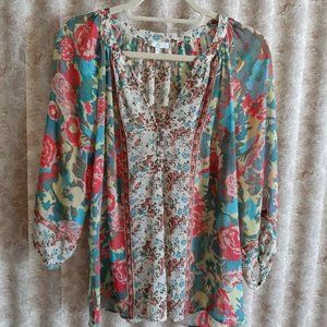 Multi color floral silk blouse by Joie size M